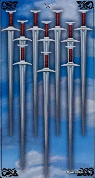Ten of Swords card from the Bayless Tarot deck