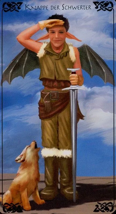 Page of Swords card from the Bayless Tarot deck