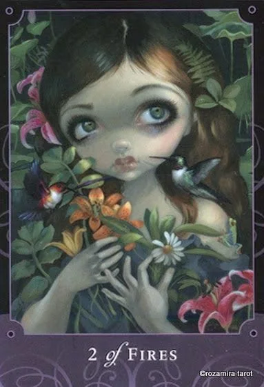 2 of Fires card from the Beautiful Creatures Tarot deck