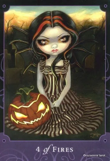 4 of Fires card from the Beautiful Creatures Tarot deck