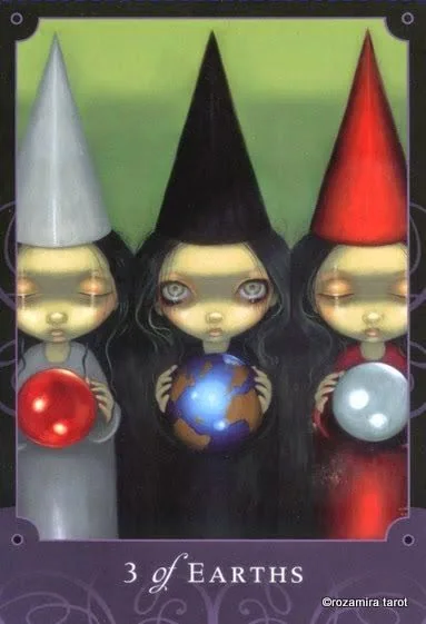 3 of Earths card from the Beautiful Creatures Tarot deck