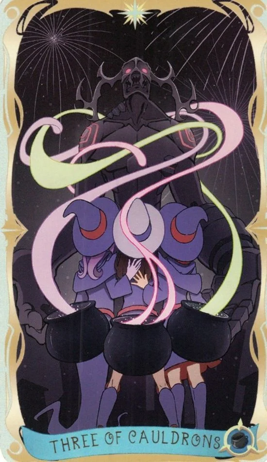 3 of Cauldrons - Believing Heart Tarot card 3 of Cauldrons card from the Believing Heart Tarot deck