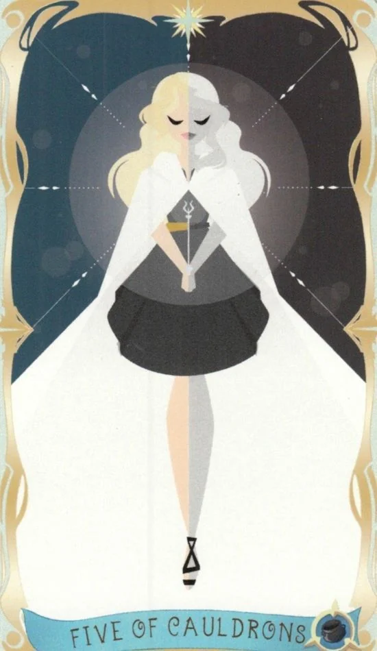 5 of Cauldrons card from the Believing Heart Tarot deck