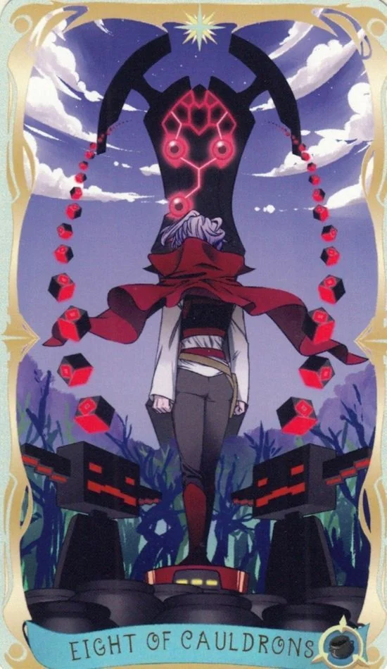 8 of Cauldrons - Believing Heart Tarot card 8 of Cauldrons card from the Believing Heart Tarot deck