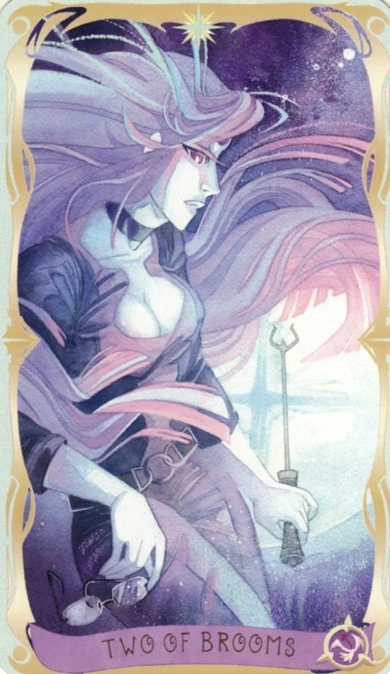 2 of Brooms card from the Believing Heart Tarot deck