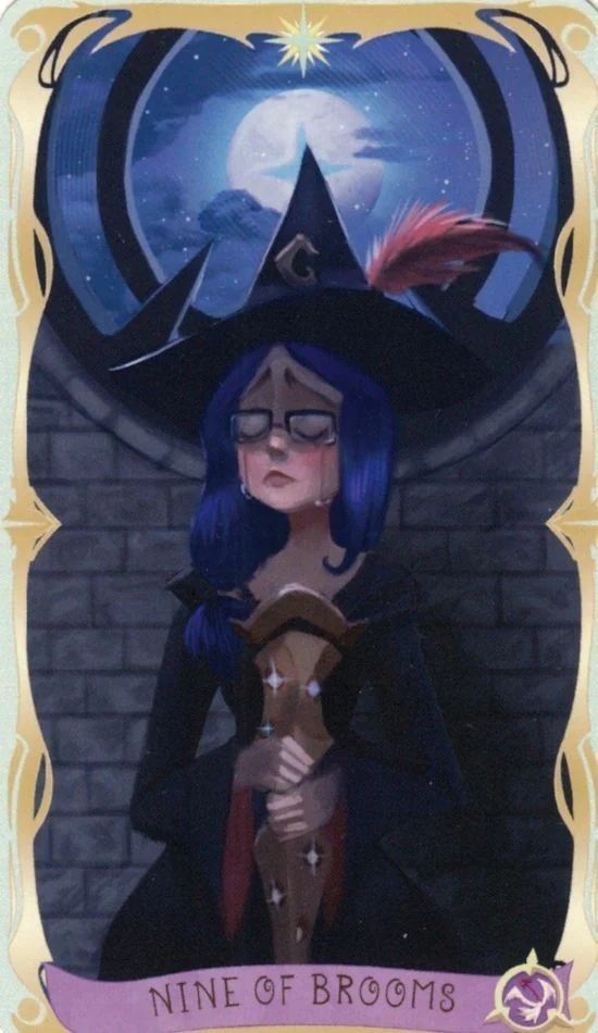 9 of Brooms card from the Believing Heart Tarot deck
