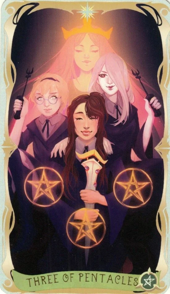 3 of Pentacles card from the Believing Heart Tarot deck