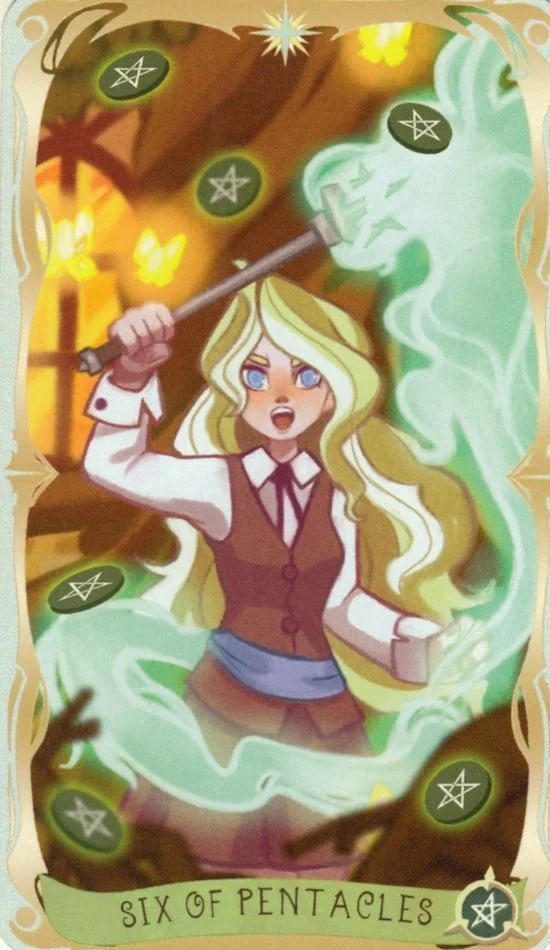 6 of Pentacles card from the Believing Heart Tarot deck
