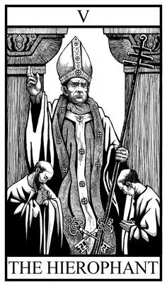 The Hierophant card from the Bianco Nero Tarot deck