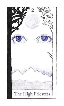 The High Priestess card from the The Birdqueen Tarot deck