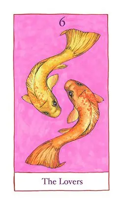 The Lovers card from the The Birdqueen Tarot deck