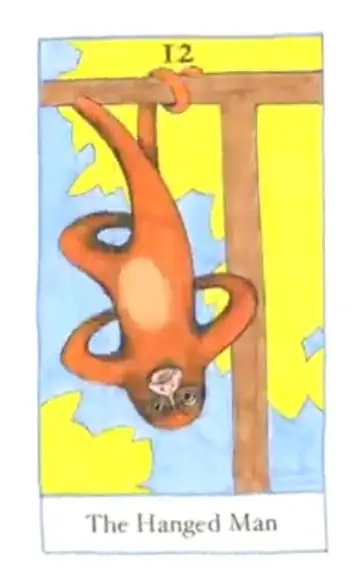 The Hanged Man card from the The Birdqueen Tarot deck