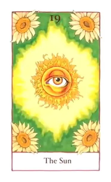 The Sun card from the The Birdqueen Tarot deck