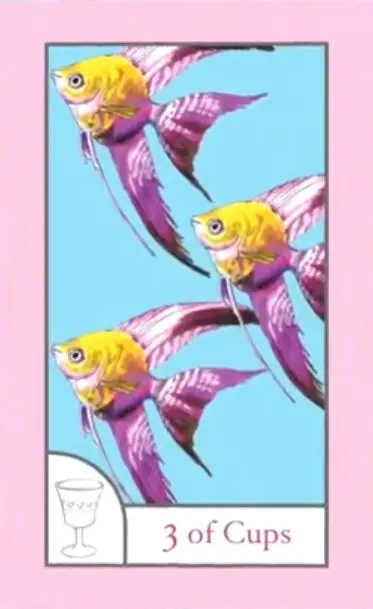 3 of Cups card from the The Birdqueen Tarot deck