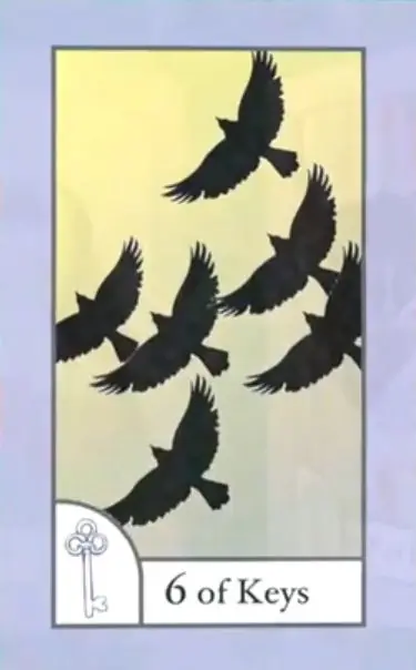 6 of Keys card from the The Birdqueen Tarot deck