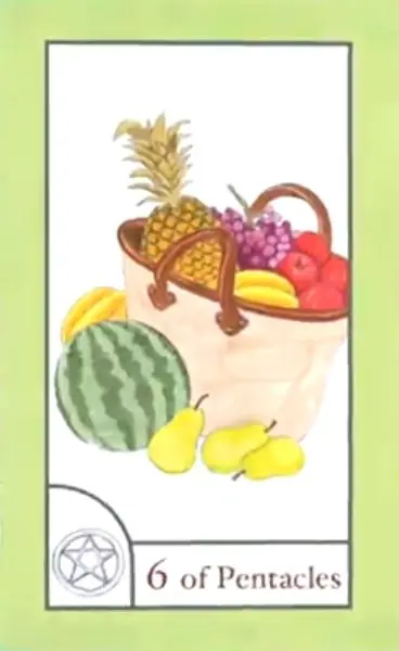 6 of Pentacles card from the The Birdqueen Tarot deck