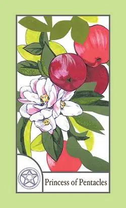 Princess of Pentacles card from the The Birdqueen Tarot deck