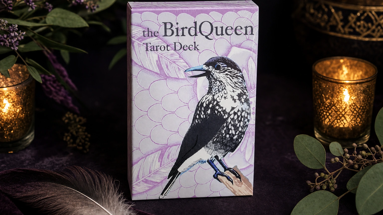The Birdqueen Tarot Deck by Gretchen Diehl The Birdqueen Tarot Deck by Gretchen Diehl in a generated nature-led reading scene