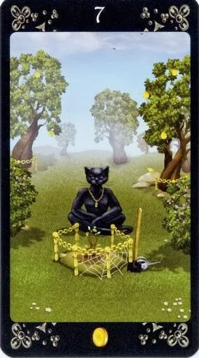Black Cats Tarot Review 24 Seven of Coins from Black Cats Tarot