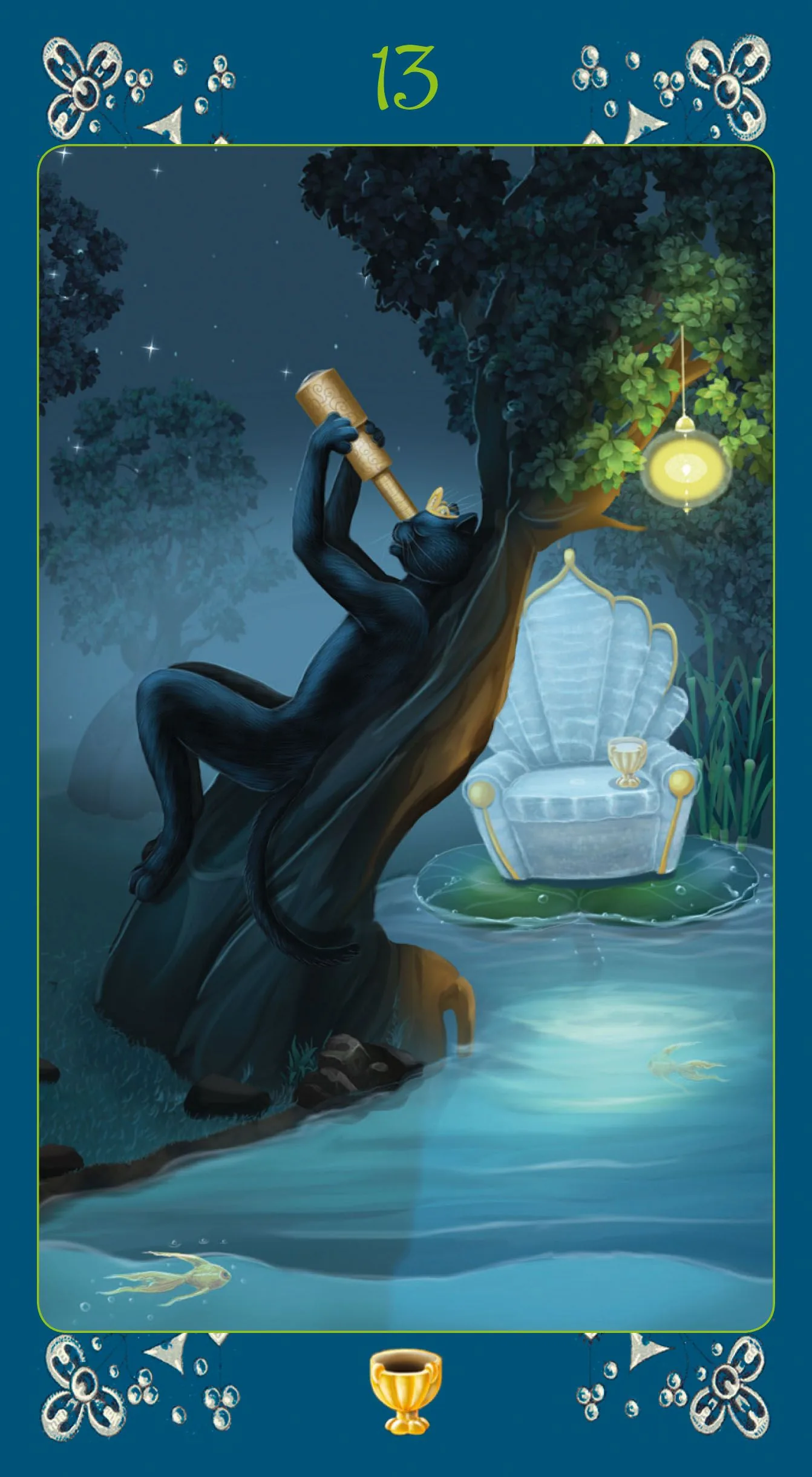 King of Cups card from the Black Cats Tarot deck