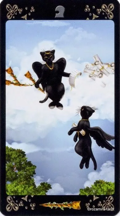 Two of Wands card from the Black Cats Tarot deck