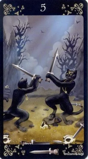 Black Cats Tarot Review 21 Five of Swords from Black Cats Tarot