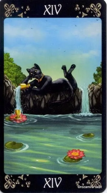 Temperance card from the Black Cats Tarot deck