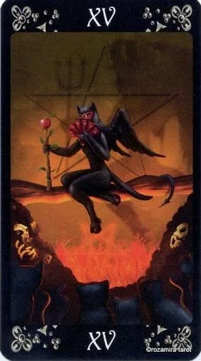 The Devil card from the Black Cats Tarot deck