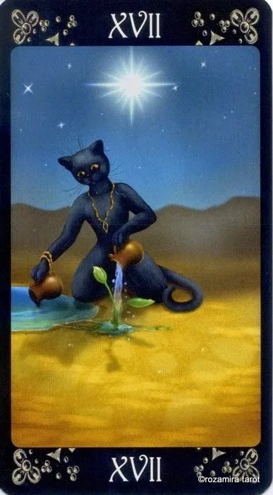 The Moon card from the Black Cats Tarot deck
