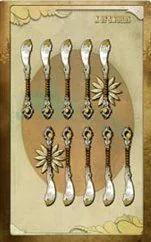 The Black Ibis Tarot Review 6 Blade Array in Shadow card from The Black Ibis Tarot deck