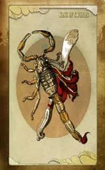 Six of Brooms card from The Black Ibis Tarot