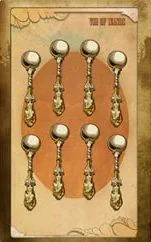 Nine of Brooms card from The Black Ibis Tarot