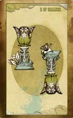 Five of Chalices card from The Black Ibis Tarot
