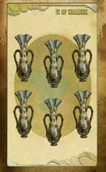 Six of Chalices card from The Black Ibis Tarot