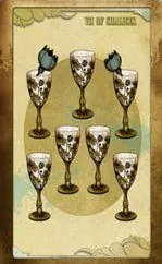 Seven of Chalices card from The Black Ibis Tarot