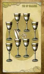 Eight of Chalices card from The Black Ibis Tarot
