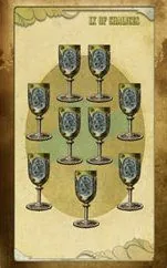 Nine of Chalices card from The Black Ibis Tarot