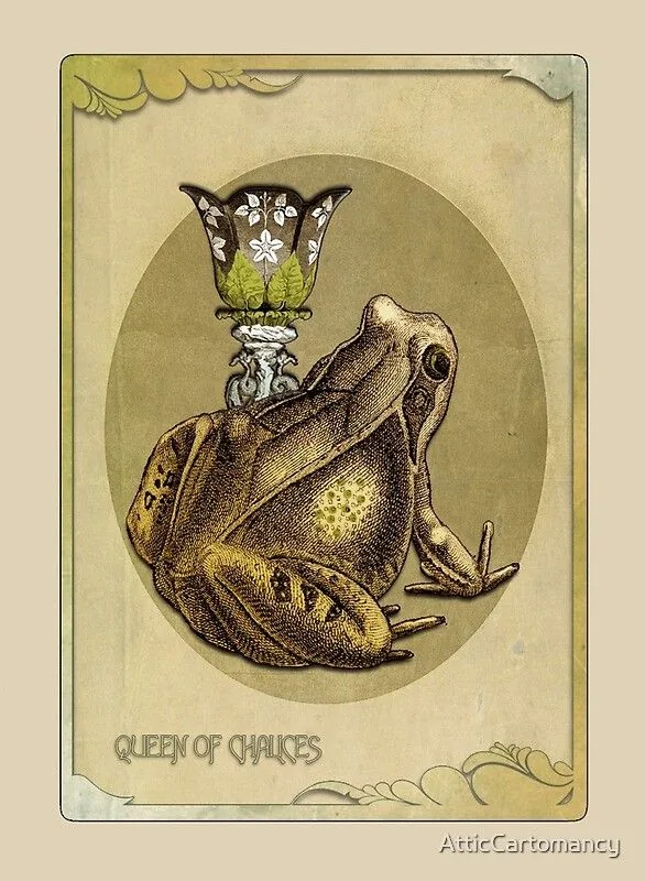 Queen of Chalices card from The Black Ibis Tarot