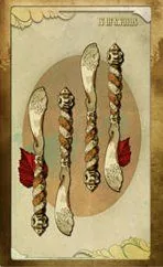 Four of Blades card from The Black Ibis Tarot