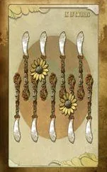 Eight of Blades card from The Black Ibis Tarot