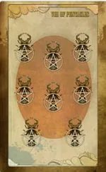 Nine of Pentacles card from The Black Ibis Tarot