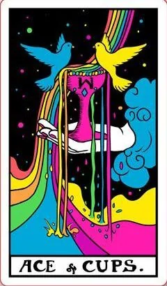 Ace of Cups card from the Black Light Tarot deck