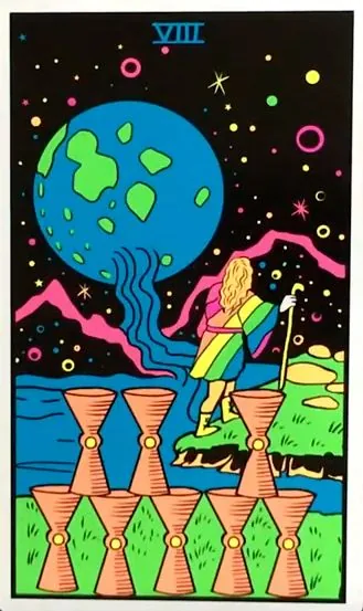 Black Light Tarot Review 6 Eight of Cups card from Black Light Tarot