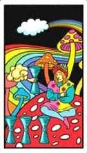 Four of Cups card from the Black Light Tarot deck