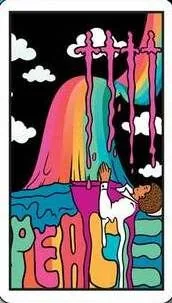 Four of Swords card from the Black Light Tarot deck