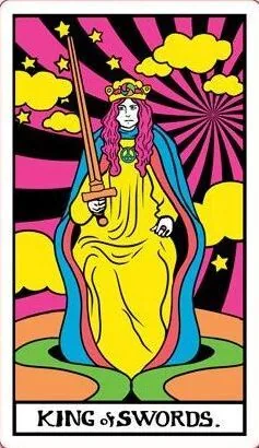 King of Swords card from the Black Light Tarot deck