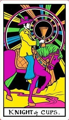 Knight of Cups card from the Black Light Tarot deck