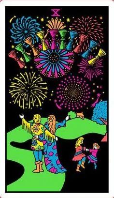 Ten of Cups card from the Black Light Tarot deck