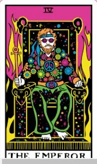 The Emperor card from the Black Light Tarot deck