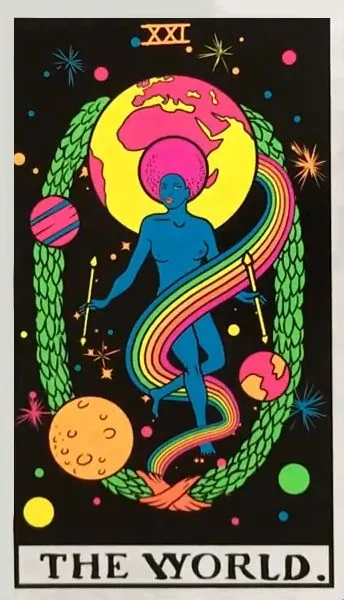 Black Light Tarot Review 19 The World card from Black Light Tarot